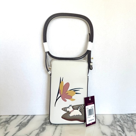 RADLEY LONDON Handbags - Radley London Spring Daze Leather Phone Crossbody Bag Open White Scottie Dog